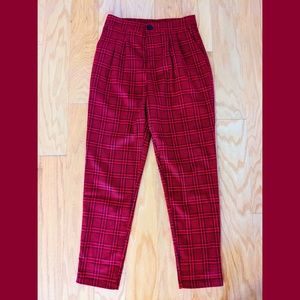 F21 Red and Black Plaid Trouser